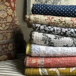 Jeanette Farrier Textiles & Rugs Newly Printed Kantha Queen Bedcover