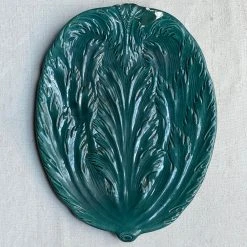 Vintage Dining & Tabletop Antique French Majolica Cabbage Leaf Plate