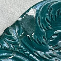 Vintage Dining & Tabletop Antique French Majolica Cabbage Leaf Plate