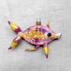 Wiktoria Holiday Orange & Pink Fish Ornament