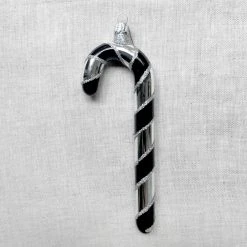 Wiktoria Holiday Silver & Black Candy Cane Ornament