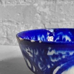 Vintage 19th Century Blue & White Persian Footed Bowl (B)