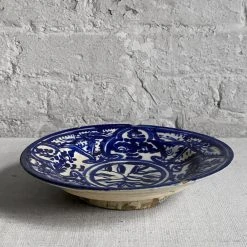 Vintage Dining & Tabletop 19th Century Blue & White Persian Footed Plate (E)