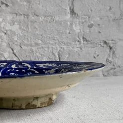 Vintage Dining & Tabletop 19th Century Blue & White Persian Footed Plate (E)