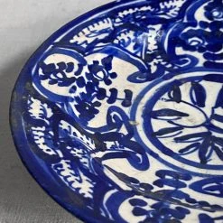 Vintage Dining & Tabletop 19th Century Blue & White Persian Footed Plate (E)