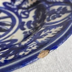 Vintage Dining & Tabletop 19th Century Blue & White Persian Footed Plate (E)