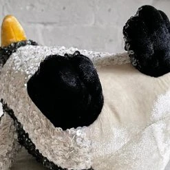 Anke Drechsel Large Addyson Silk Velvet Embroidered Penguin Anke Drechsel Embroidered Animals