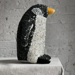 Anke Drechsel Large Addyson Silk Velvet Embroidered Penguin Anke Drechsel Embroidered Animals