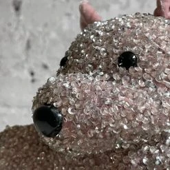 Anke Drechsel Luxus Silk Velvet Embroidered Bear In Old Rose Anke Drechsel Embroidered Animals