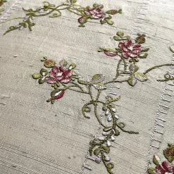 Anke Drechsel Rose Stripe Silk Cushion In Ivory