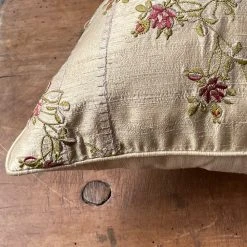 Anke Drechsel Rose Stripe Silk Cushion In Ivory