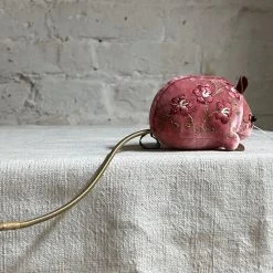 Anke Drechsel Misha Silk Velvet Embroidered Mouse In Sorbet Pink