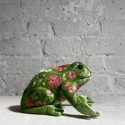 Anke Drechsel Anke Drechsel Embroidered Animals Megan Silk Velvet Embroidered Frog In Emerald