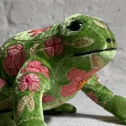 Anke Drechsel Anke Drechsel Embroidered Animals Megan Silk Velvet Embroidered Frog In Emerald