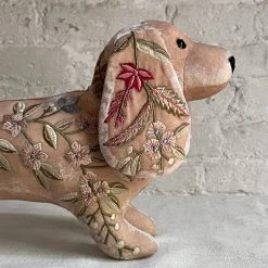 Anke Drechsel Liza Silk Velvet Dachshund In Pink Quartz