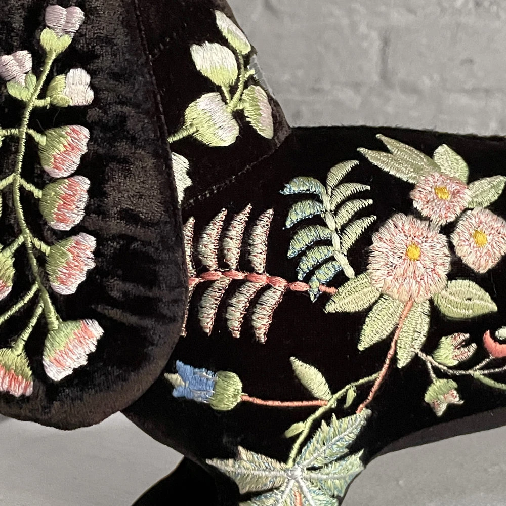 Anke Drechsel Madame Bovary Silk Velvet Dachshund In Charcoal Anke Drechsel Embroidered Animals 5 Anke Drechsel Madame Bovary Silk Velvet Dachshund In Charcoal Anke Drechsel Embroidered Animals