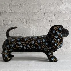 Anke Drechsel Anke Drechsel Embroidered Animals Misha Silk Velvet Dachshund In Nightshade