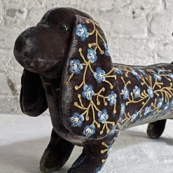 Anke Drechsel Anke Drechsel Embroidered Animals Misha Silk Velvet Dachshund In Nightshade