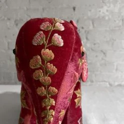 Anke Drechsel Anke Drechsel Embroidered Animals Madame Bovary Silk Velvet Embroidered Elephant In Watermelon