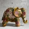 Anke Drechsel Bouquet Silk Velvet Embroidered Elephant In Shaded Yellow Anke Drechsel Embroidered Animals