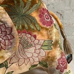 Anke Drechsel Bouquet Silk Velvet Embroidered Elephant In Shaded Yellow Anke Drechsel Embroidered Animals