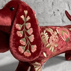 Anke Drechsel Madame Bovary Silk Velvet Dachshund In Wine