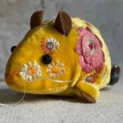 Anke Drechsel Beauty Silk Velvet Embroidered Mouse In Citrine