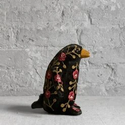 Anke Drechsel Anke Drechsel Embroidered Animals Small Misha Silk Velvet Embroidered Penguin In Bottle Green