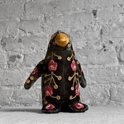 Anke Drechsel Anke Drechsel Embroidered Animals Small Misha Silk Velvet Embroidered Penguin In Bottle Green