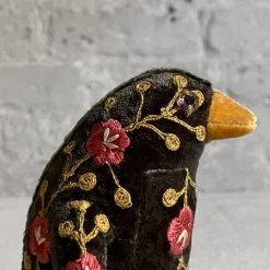 Anke Drechsel Anke Drechsel Embroidered Animals Small Misha Silk Velvet Embroidered Penguin In Bottle Green