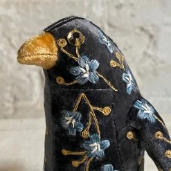 Anke Drechsel Small Misha Silk Velvet Embroidered Penguin In Nightshade