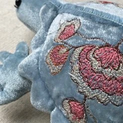 Anke Drechsel Mini Mimosa Silk Velvet Embroidered Turtle In Heavenly Blue Anke Drechsel Embroidered Animals