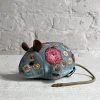 Anke Drechsel Beauty Silk Velvet Embroidered Mouse In Heavenly Blue