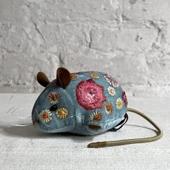 Anke Drechsel Beauty Silk Velvet Embroidered Mouse In Heavenly Blue