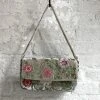 Anke Drechsel Bouquet Embroidered Silk Velvet Shoulder Bag In New Silver Art & Objects