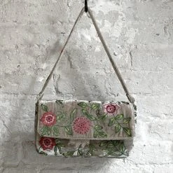 Anke Drechsel Bouquet Embroidered Silk Velvet Shoulder Bag In New Silver Art & Objects