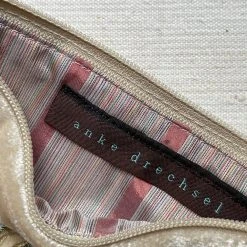 Anke Drechsel Art & Objects Abby Embroidered Silk Velvet Cosmetic Zipper Pouch In Ivory