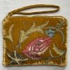 Anke Drechsel Small Goods Lola Embroidered Silk Velvet Perfect Zipper Pouch In Antique Gold