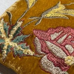 Anke Drechsel Small Goods Lola Embroidered Silk Velvet Perfect Zipper Pouch In Antique Gold