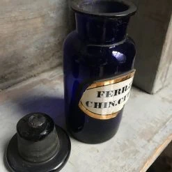 Vintage Vintage & Antiques 19th Century Small Blue Apothecary Bottles