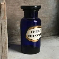 Vintage Vintage & Antiques 19th Century Small Blue Apothecary Bottles