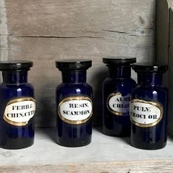 Vintage Vintage & Antiques 19th Century Small Blue Apothecary Bottles