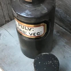 Vintage Glassware 19th Century Apothecary Jar - Pulv: Carb: Veg: