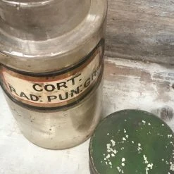 Vintage Glassware 19th Century Apothecary Jar - Cort: Rad: Pun: Gr:
