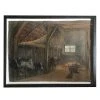 Vintage Art & Objects Evert Rabbers Framed "Cows In Barn" Drawing
