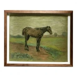 Vintage Evert Rabbers Framed Horse Drawing Art & Objects