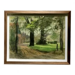 Vintage Evert Rabbers Framed Landscape Drawing
