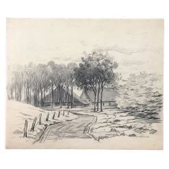 Vintage Evert Rabbers Landscape Drawing 27