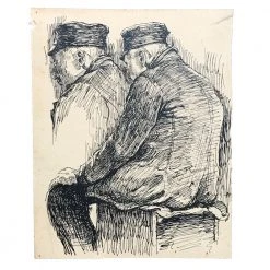 Vintage Evert Rabbers Portrait Drawing 19