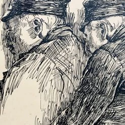 Vintage Evert Rabbers Portrait Drawing 19